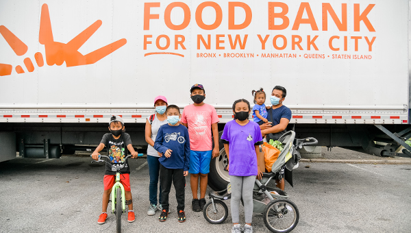 A family at the Food Bank of New York City