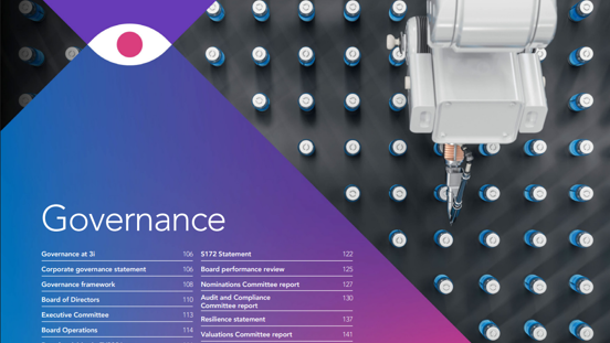 2026 Governance Report cover with 'Governance' text, eye logo, and robotic arm
